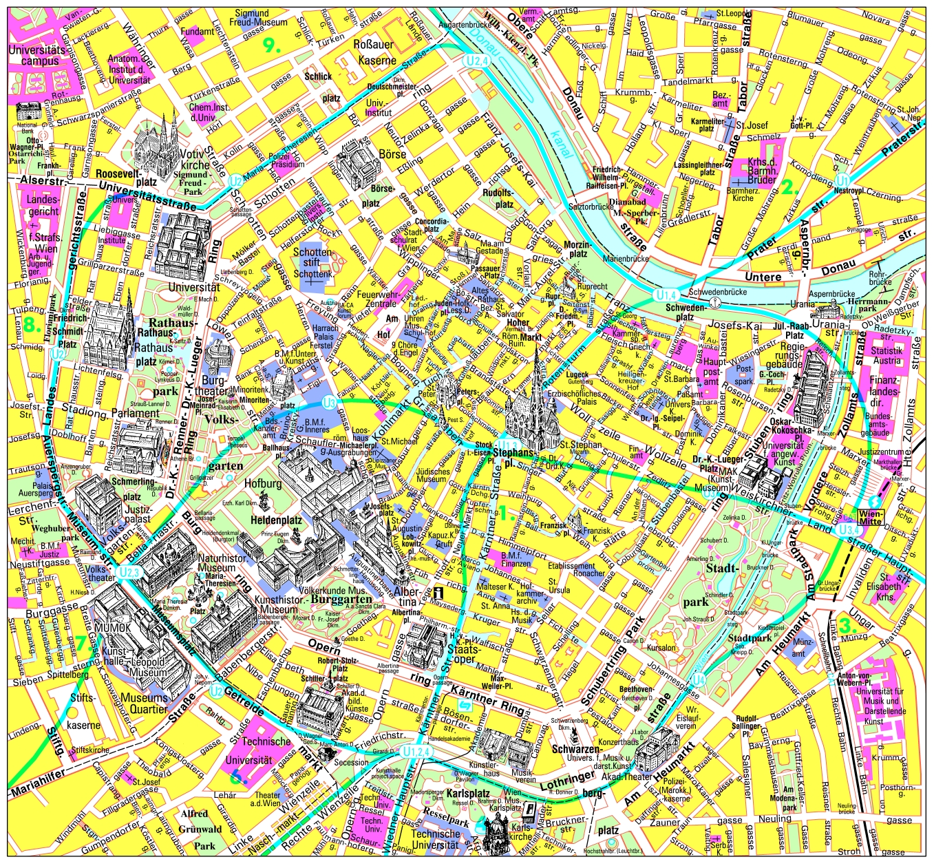 Mapa del centro de Viena
