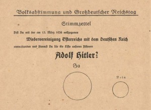 Papeleta para votar por la Anexión de Austria con Alemania